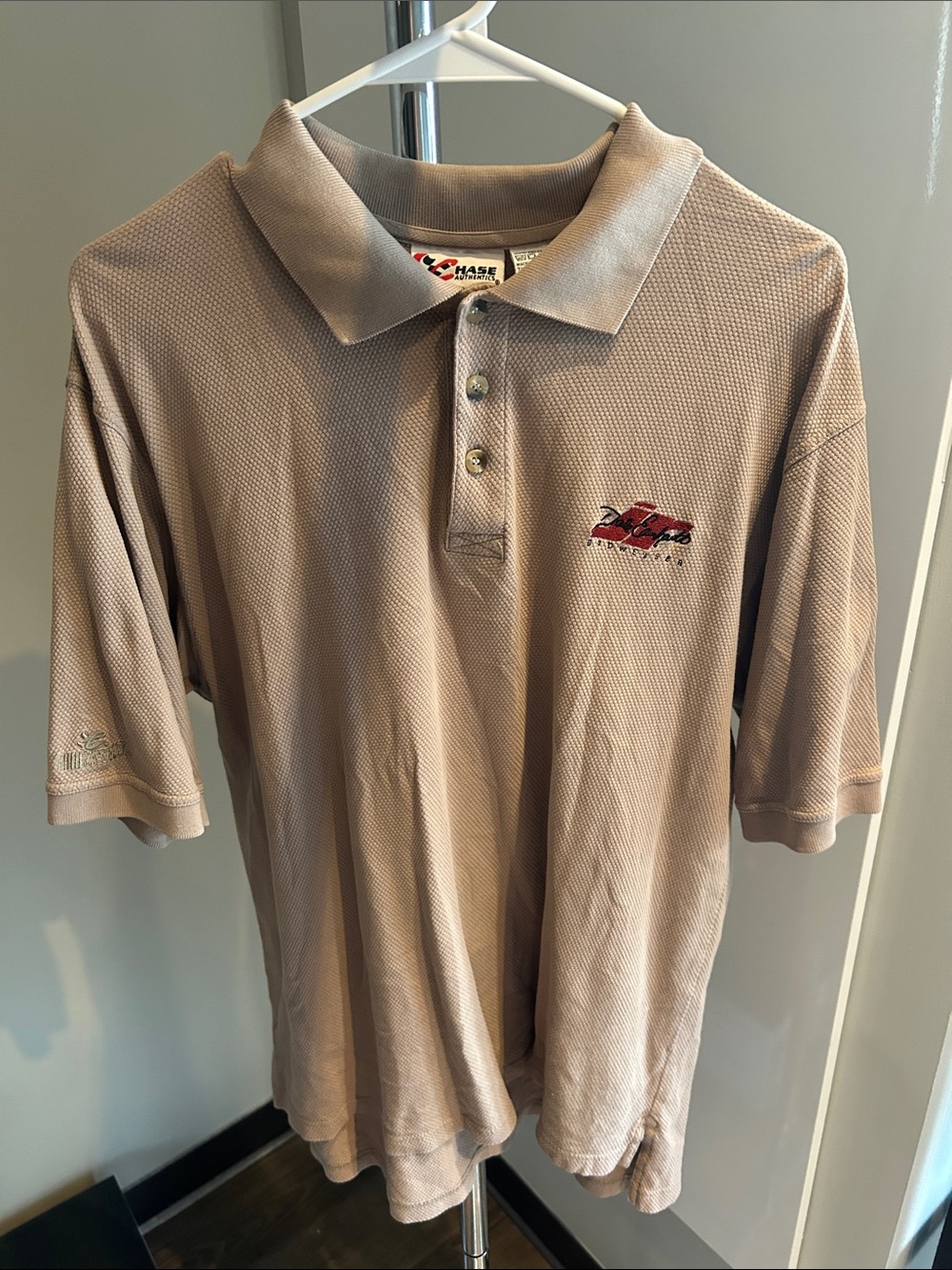 NASCAR Taupe Polo with Embroidered Chest Logo